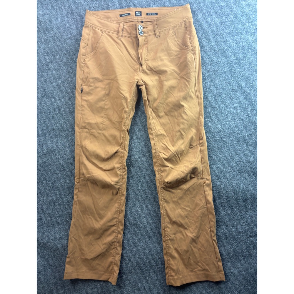 Prana Halle Hiking Pants Women 8/RG Brown Standard Fit Stretch Roll-Up Outdoor